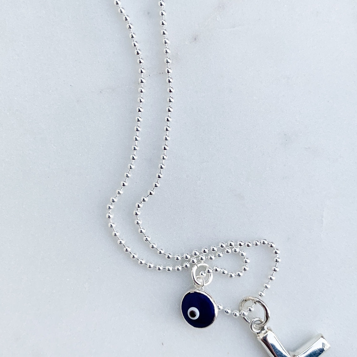 Men’s Large Silver Cross & Mati Necklace