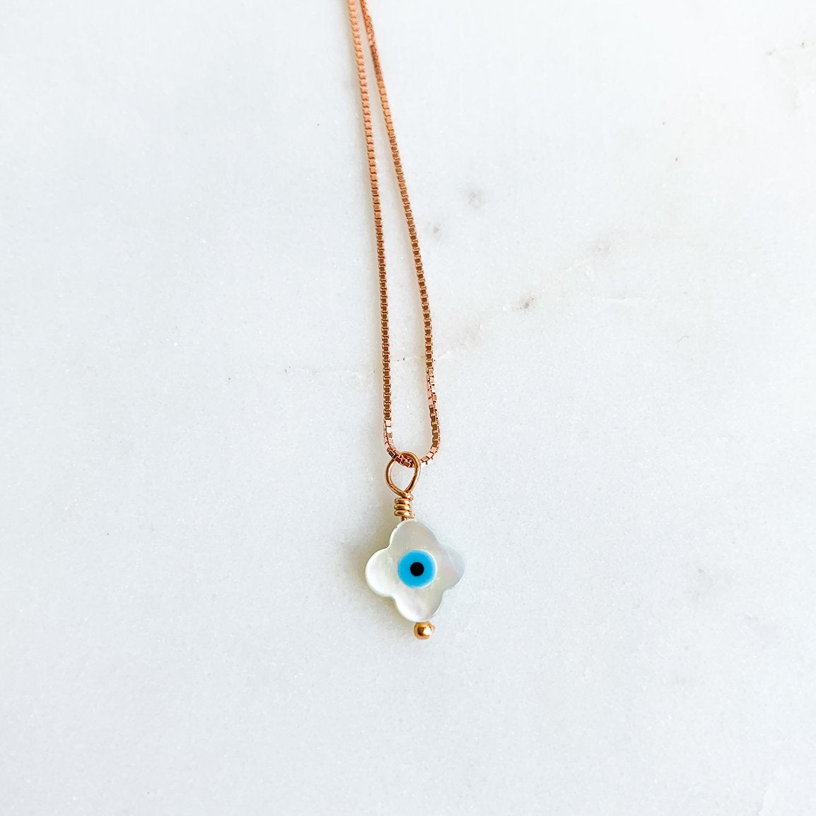 Mother of Pearl Clover Mati Pendant Necklace