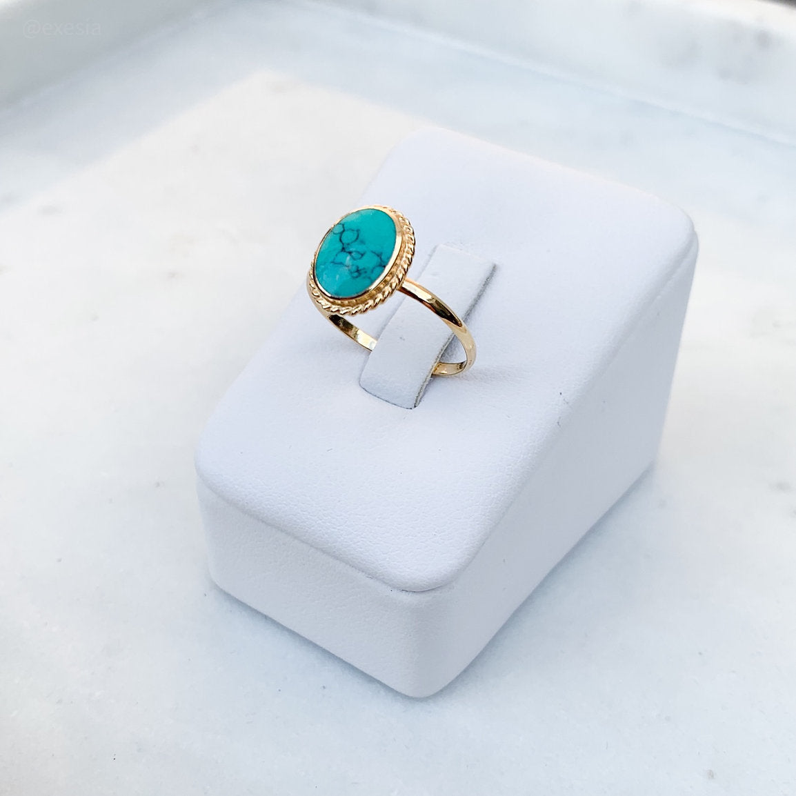 Golden Oval TQ Howlite Ring