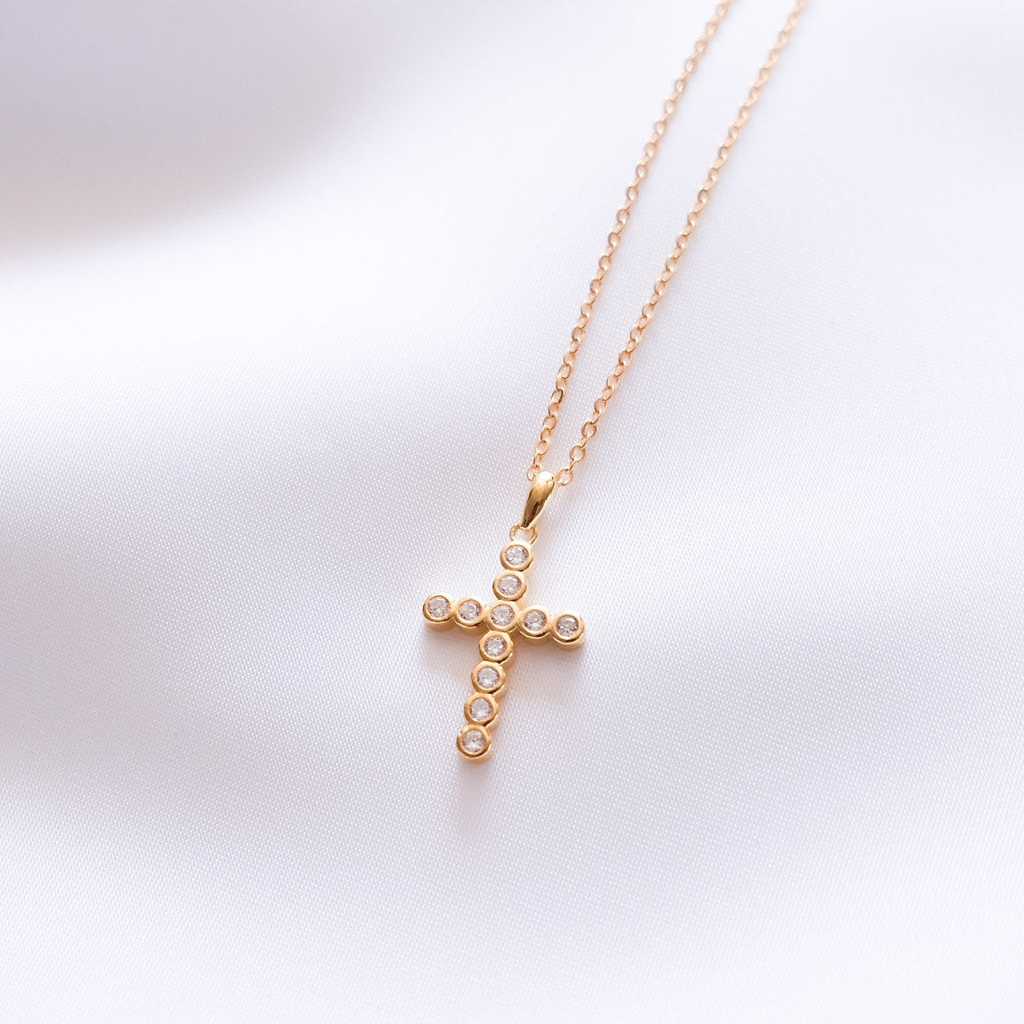 Large CZ Cross Necklace