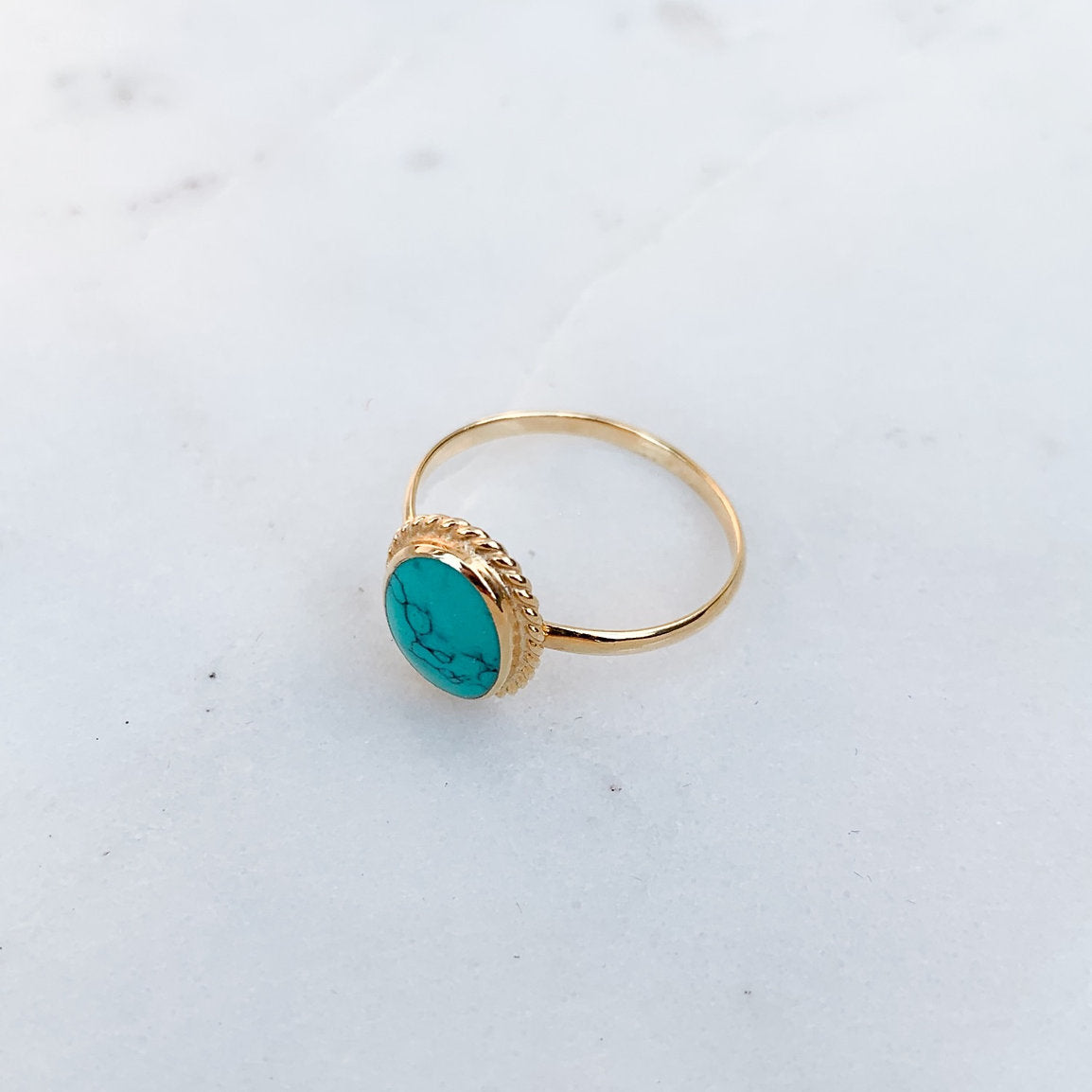 Golden Oval TQ Howlite Ring