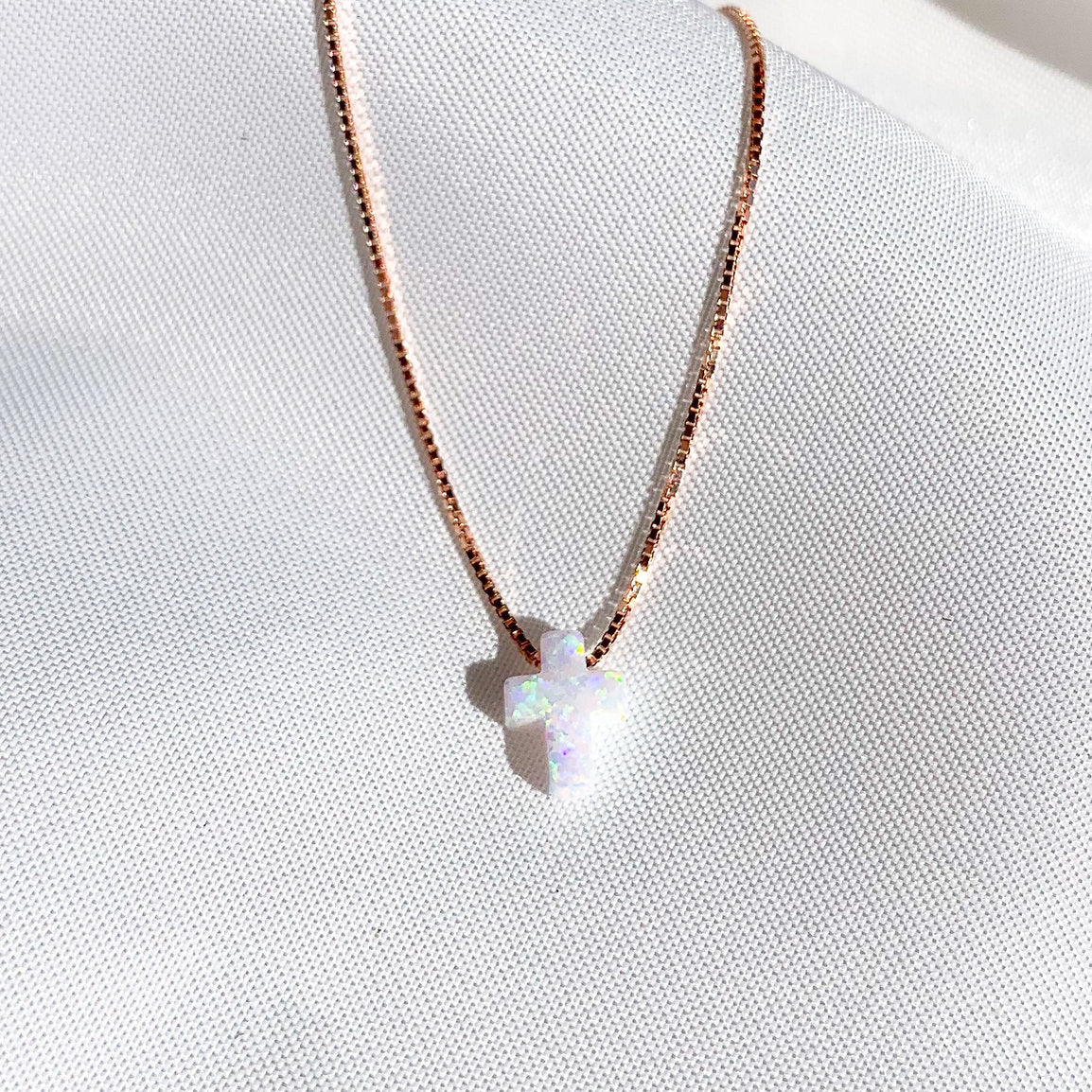 Tinos Opalite Mini Cross Necklace