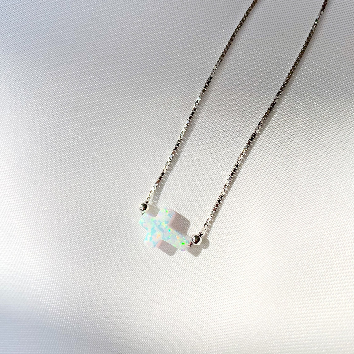 Paros Opalite Medium Side Cross Choker