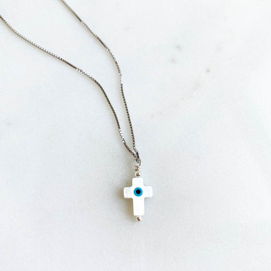 Mother of Pearl Mati Cross Pendant Necklace