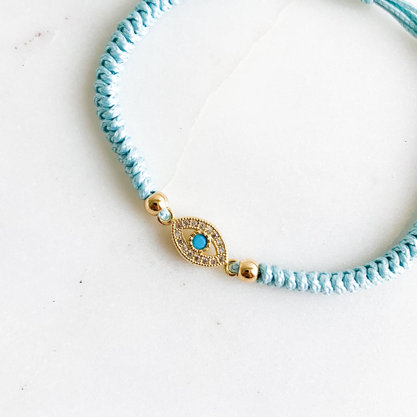 Turquoise Stone Cubic Zirconia Mati Cord Bracelet