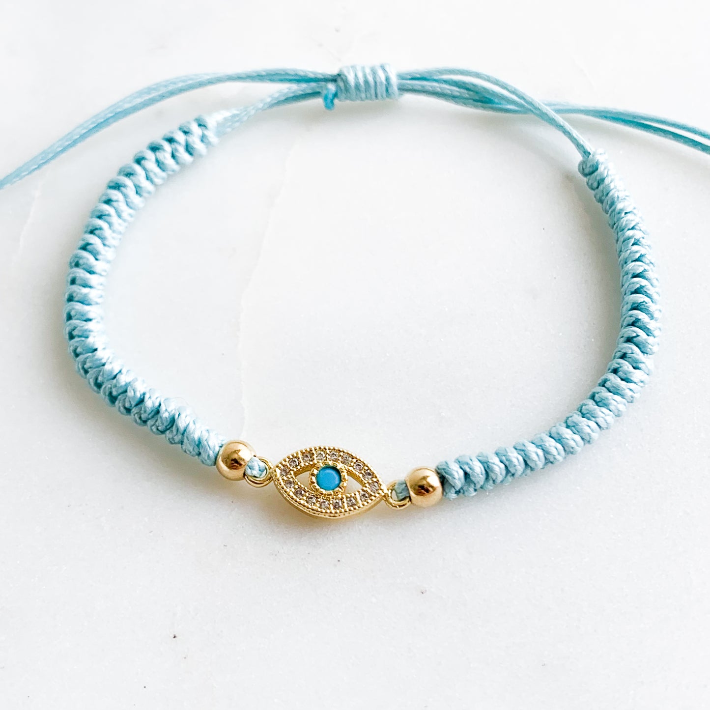 Turquoise Stone Cubic Zirconia Mati Cord Bracelet