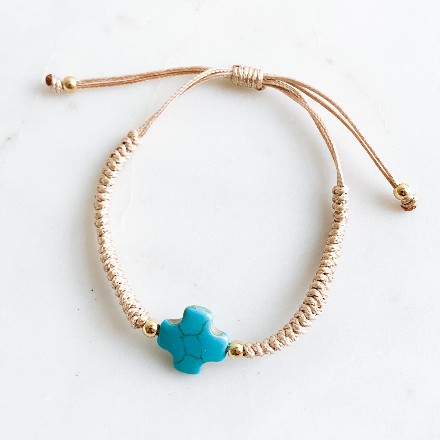 Turquoise Square Cross Cord Bracelet