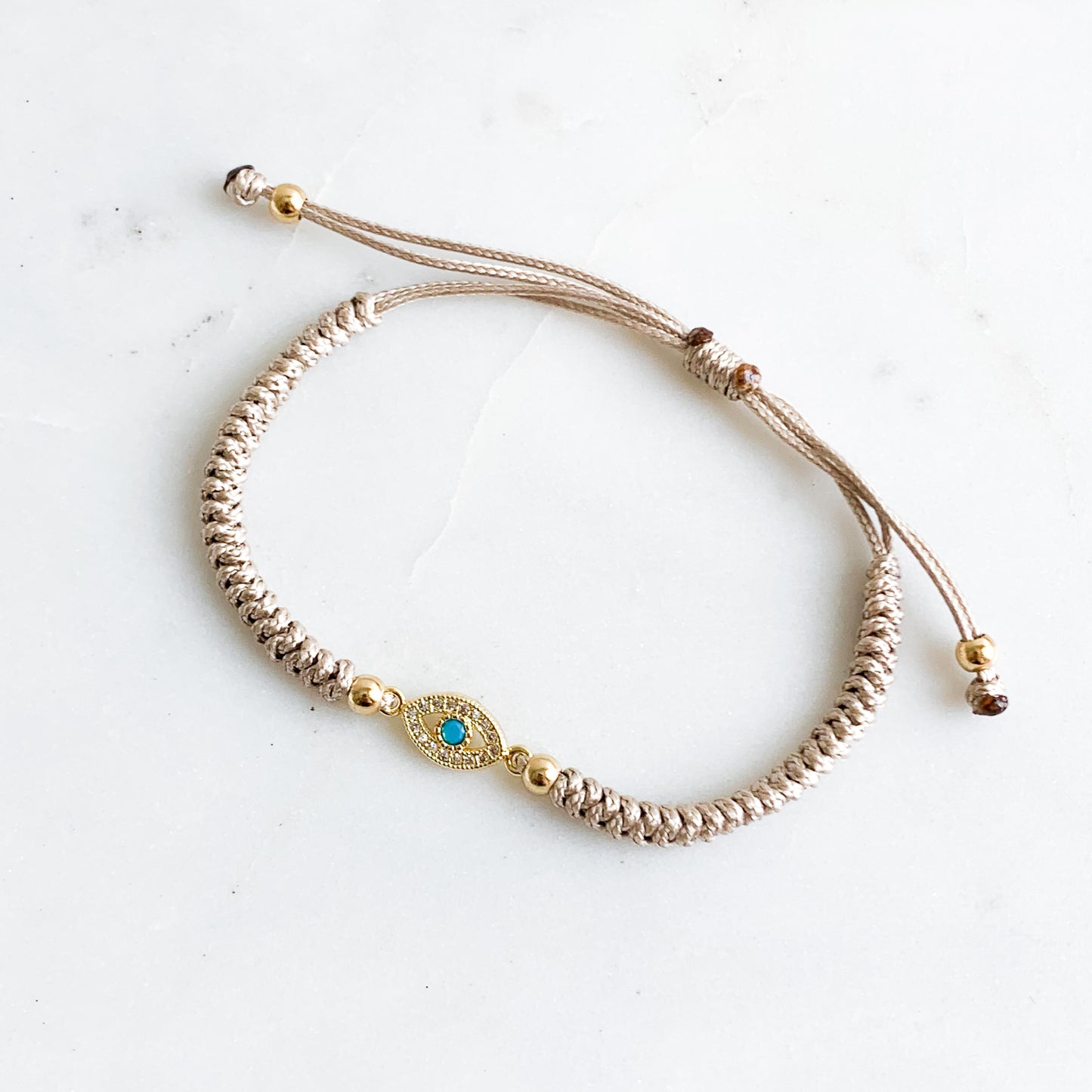 Turquoise Stone Cubic Zirconia Mati Cord Bracelet