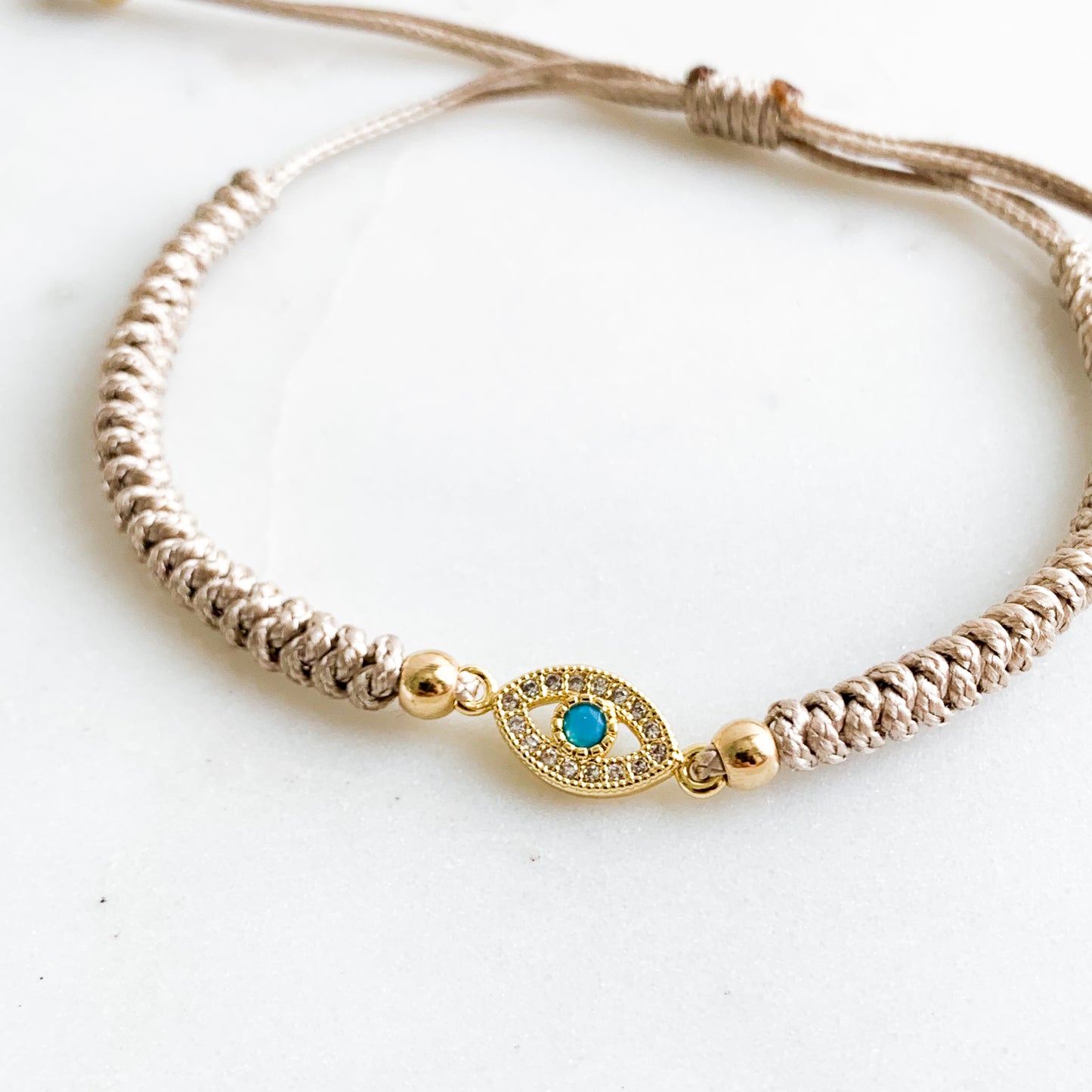 Turquoise Stone Cubic Zirconia Mati Cord Bracelet