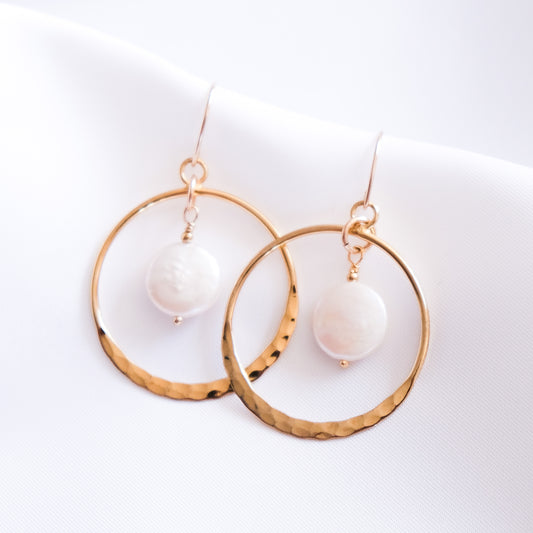 Natural Pearl Hoop Earrings