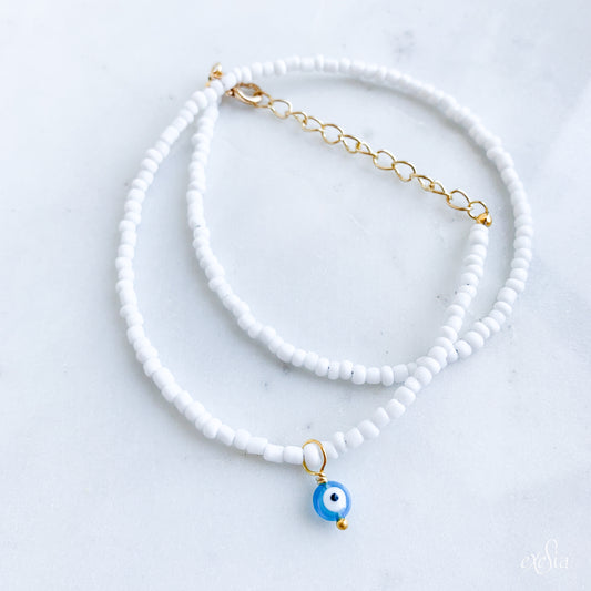 White Summer Seed Bead Choker