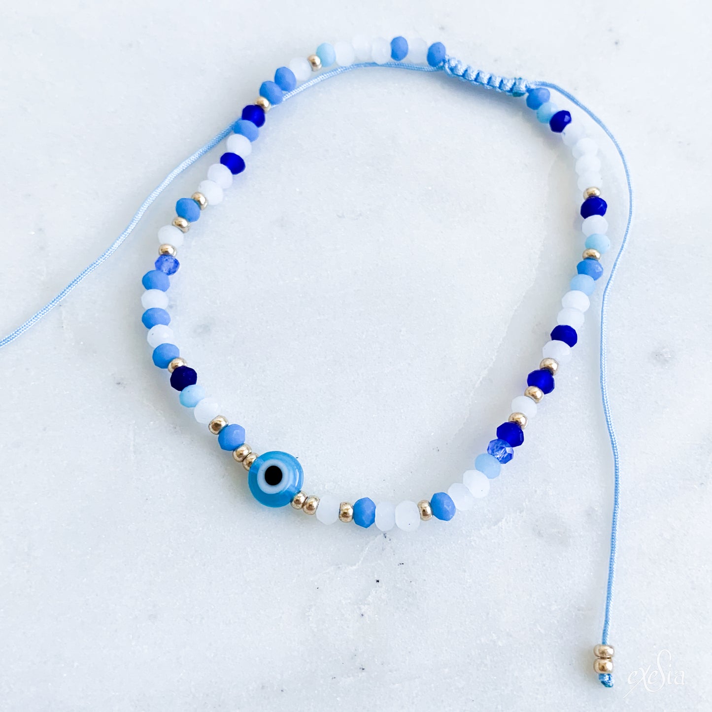 Speckled Seed Bead Mati Bracelet in Blue