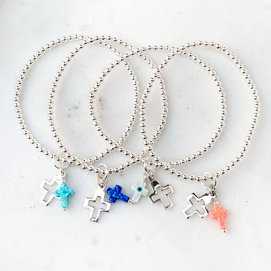 Cut-out Double Cross Charm Bracelet