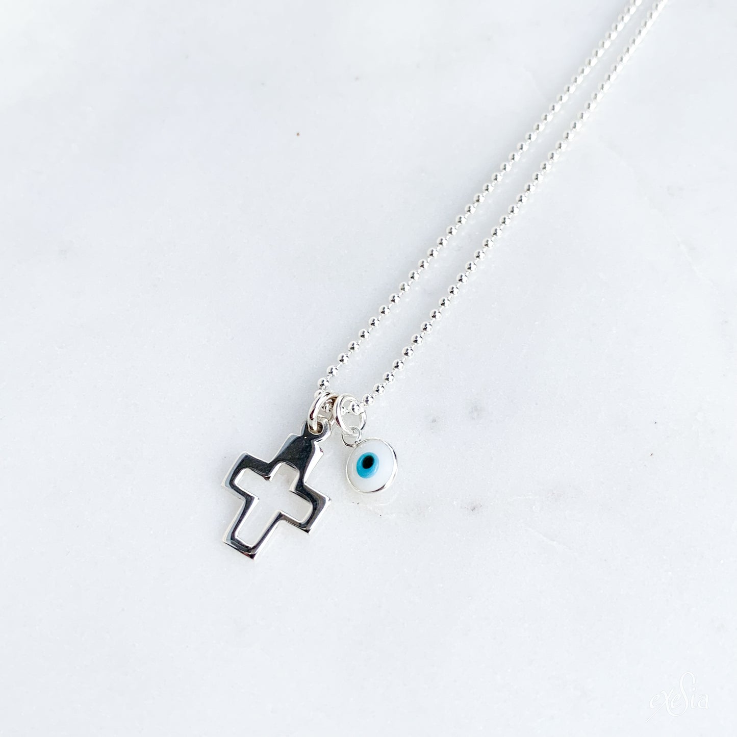 Cut Out Cross & Mini Mati Necklace
