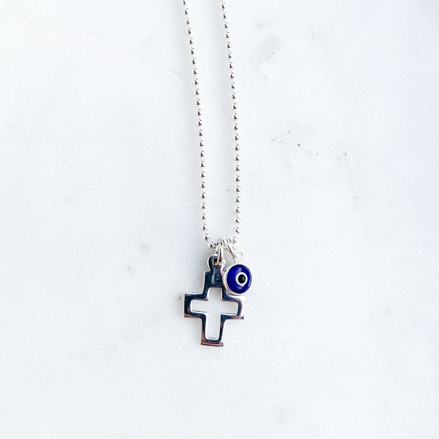 Cut Out Cross & Mini Mati Necklace