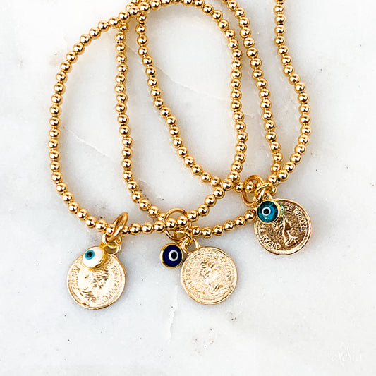 Gold Coin Mati Bracelet