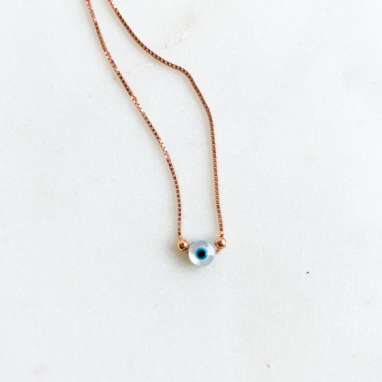 Mother of Pearl Mini Round Mati Slider Necklace