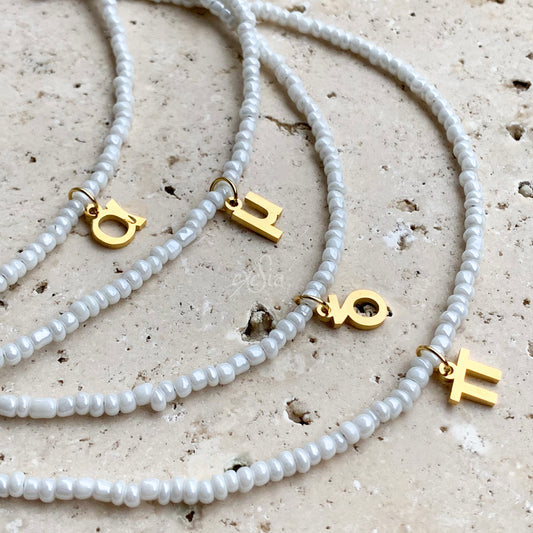 Greek Initial Seed Bead Necklaces