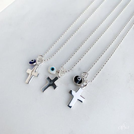 Kids Sterling Silver Mati-Cross Necklace
