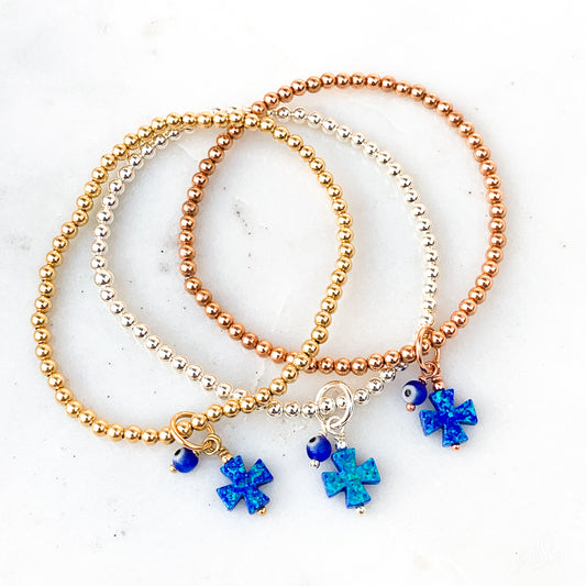 Mikonos Navy Cross Mati Bracelet