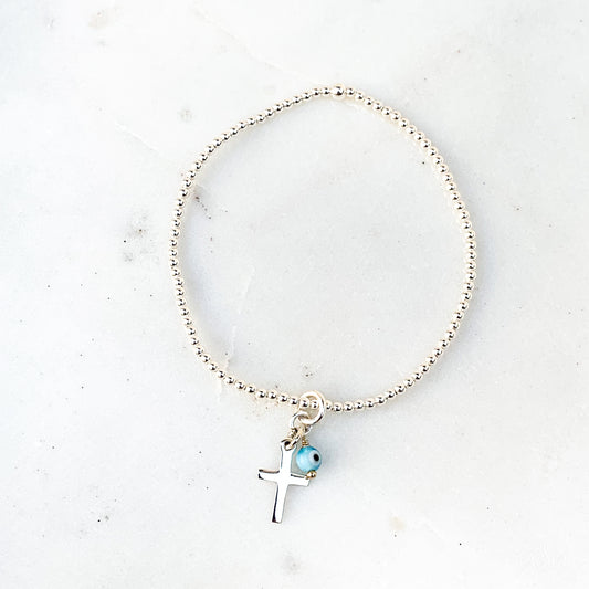 Mini Cross and Mati Bracelet