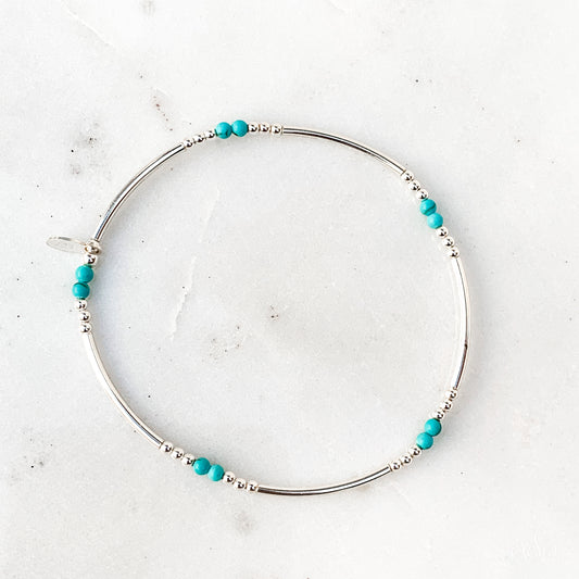 Turquoise Silver Tube Bracelet