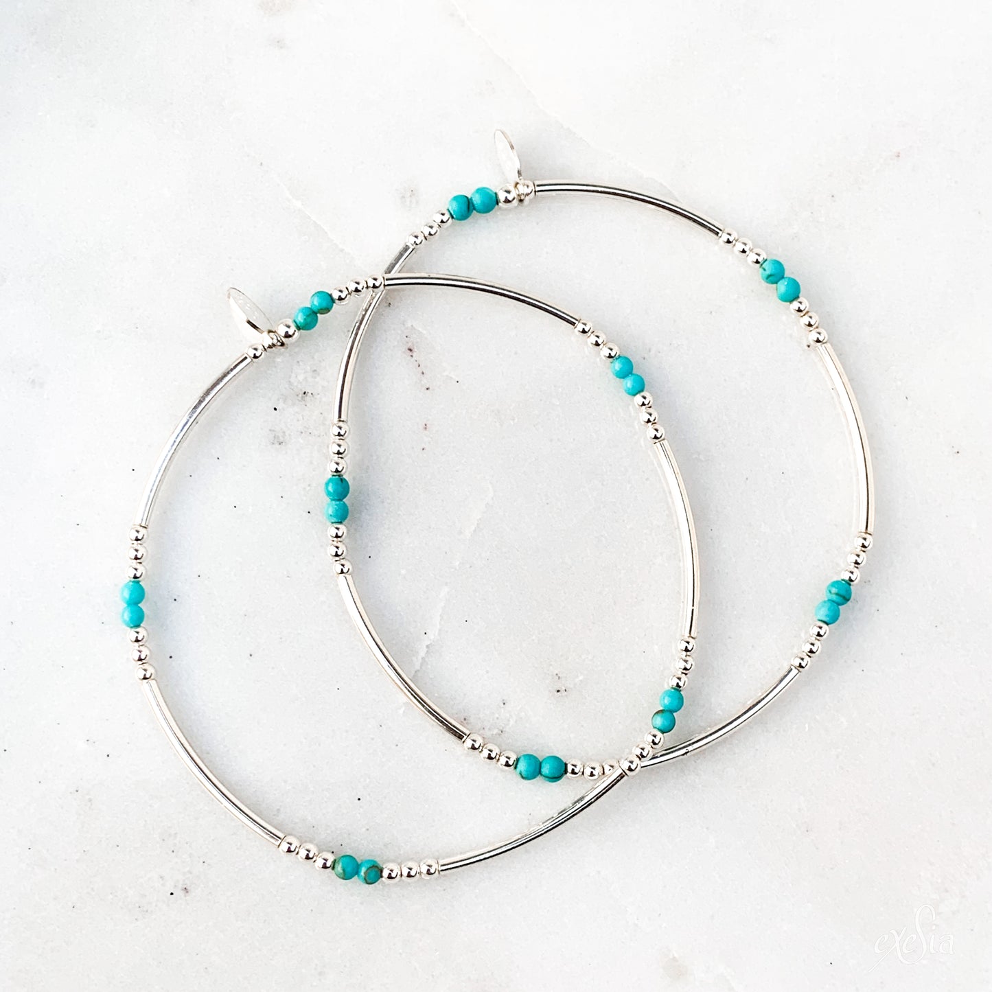 Turquoise Silver Tube Bracelet