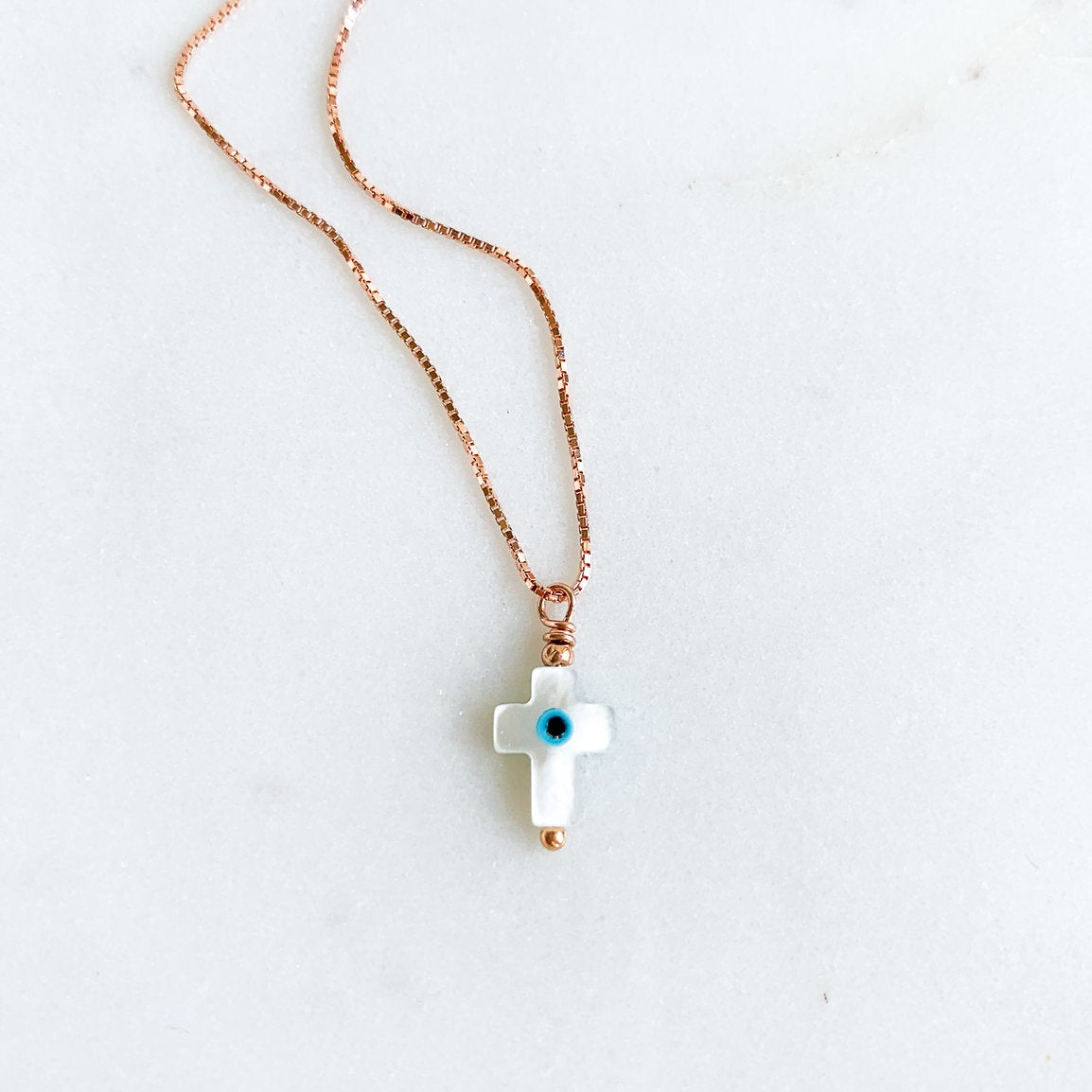 Mother of Pearl Mati Cross Pendant Necklace