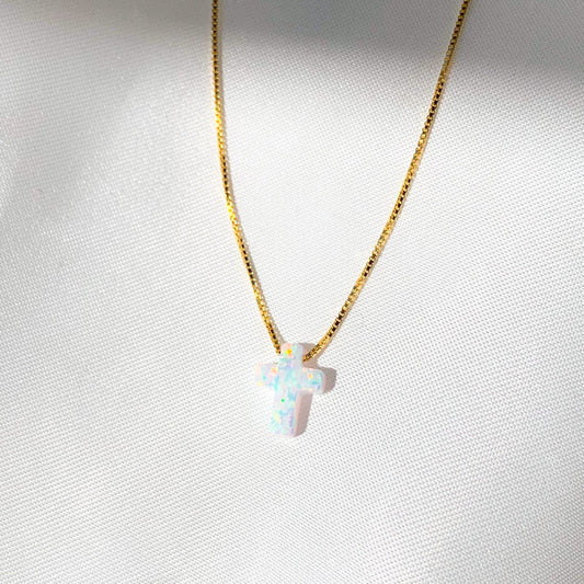 Paros Opalite Medium Cross Necklace