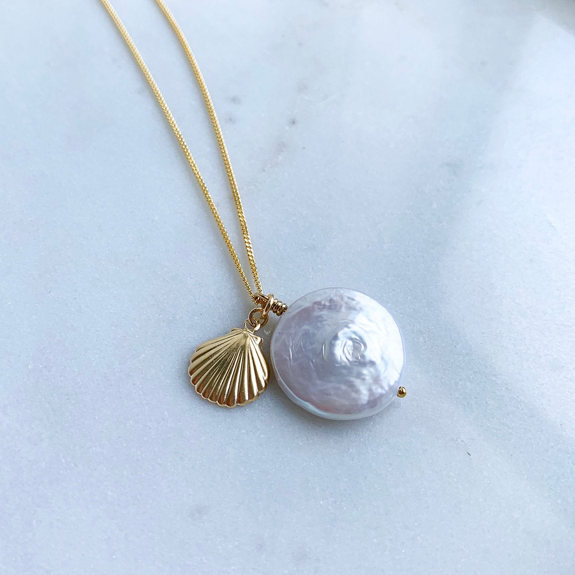 Fan Shell Pearl Necklace