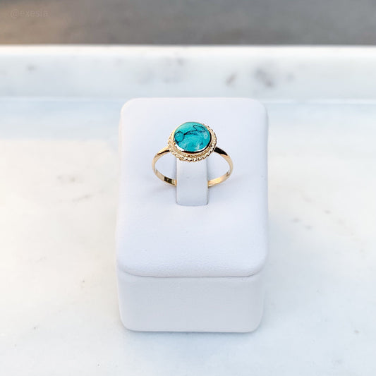 Golden Round TQ Howlite Ring