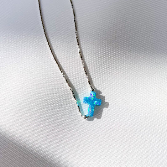 Paros Opalite Medium Side Cross Choker