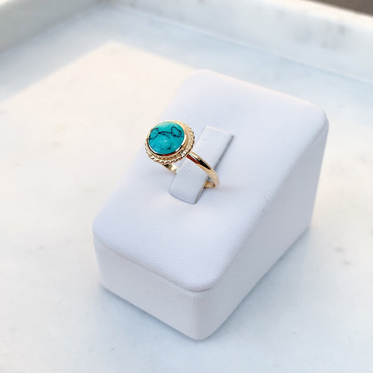 Golden Round TQ Howlite Ring