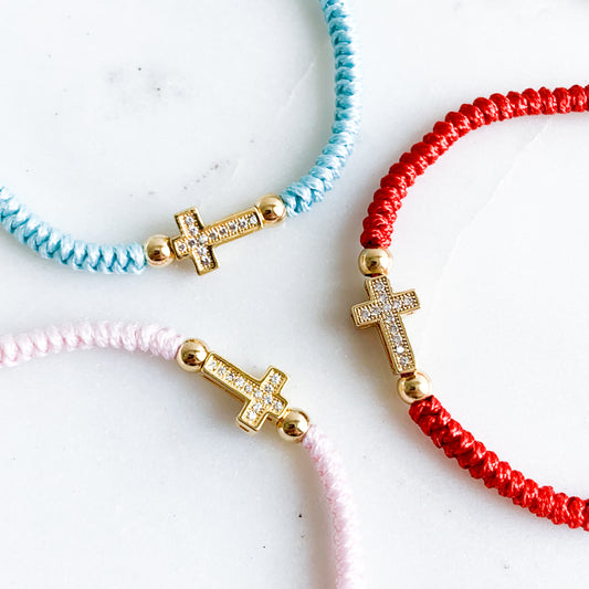 Sparkle Cross Cord Bracelet