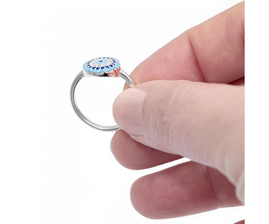 Turquoise CZ Mati Disc Ring