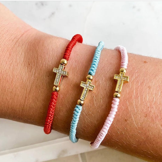 Sparkle Cross Cord Bracelet