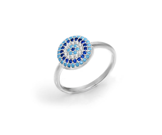 Turquoise CZ Mati Disc Ring